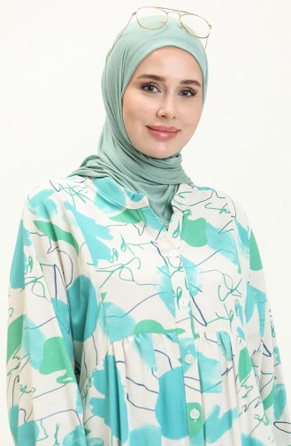 Bat Sleeve Linen Dress 4316-02 Turquoise 4316-02