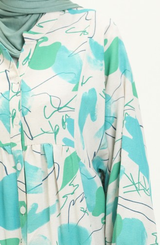 Bat Sleeve Linen Dress 4316-02 Turquoise 4316-02