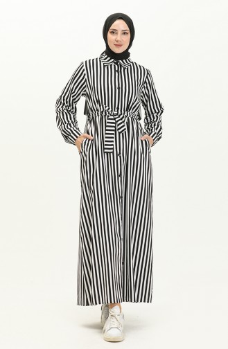 Striped Poplin Dress 24Y8955A-01 Black And white 24Y8955A-01
