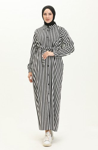 Striped Poplin Dress 24Y8955A-01 Black And white 24Y8955A-01