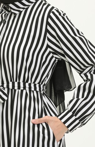Striped Poplin Dress 24Y8955A-01 Black And white 24Y8955A-01