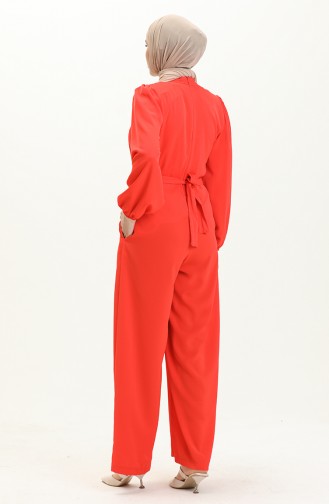 Chain Belted Jumpsuit 6031-01 Pomegranate Flower 6031-01