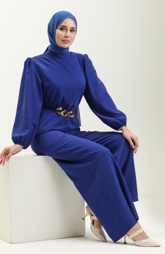 Chain Belted Jumpsuit 6031-02 Saxe 6031-02