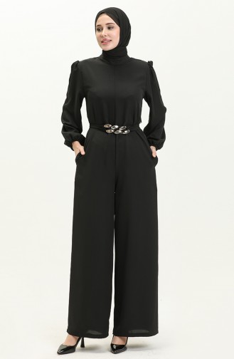 Chain Belted Jumpsuit 6031-03 Black 6031-03