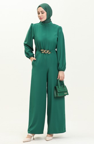 Jumpsuit mit Kettengürtel 6031-07 Smaragdgrün 6031-07