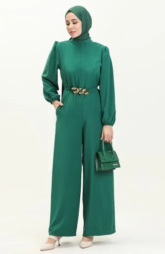 Chain Belt Jumpsuit 6031-07 Emerald Green 6031-07