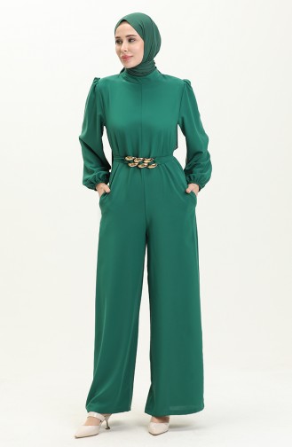 Chain Belt Jumpsuit 6031-07 Emerald Green 6031-07