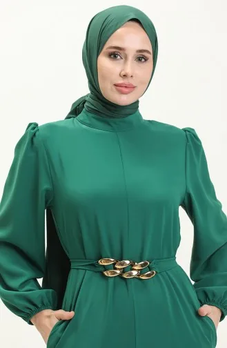 Chain Belt Jumpsuit 6031-07 Emerald Green 6031-07