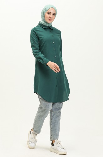 Buttoned Tunic 2514-13 Emerald Green 2514-13