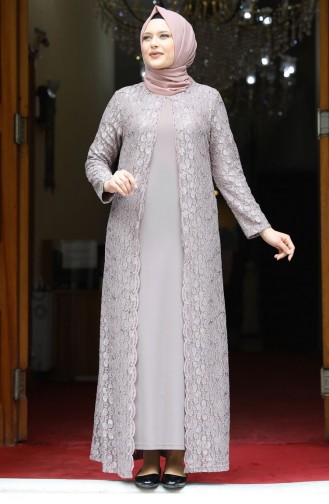 Amine Hüma Papatya Hijab Abendkleid Nerz 1975