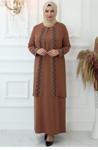 Amine Hüma Hatun Avondjurk Camel 2810