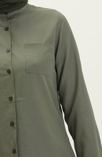 Mandarin Collar Pocketed Tunic 2515-17 Khaki 2515-17