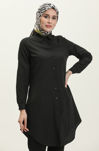 Düğmeli Tunik 2514-08 Siyah