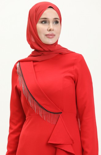 فستان بتصميم سلسلة 4274-06 أحمر 4274-06