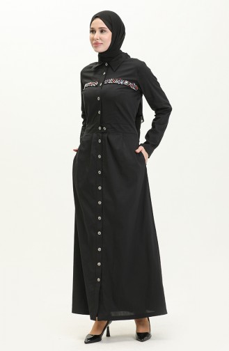 Stein Plissee-Kleid 2047-01 Schwarz 2047-01