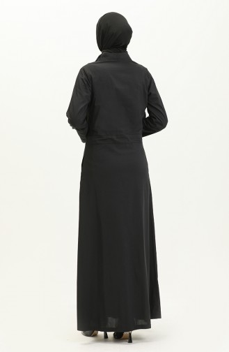 فستان مطوي بحجر 2047-01 أسود 2047-01
