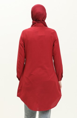 Düğmeli Tunik 2514-04 Bordo