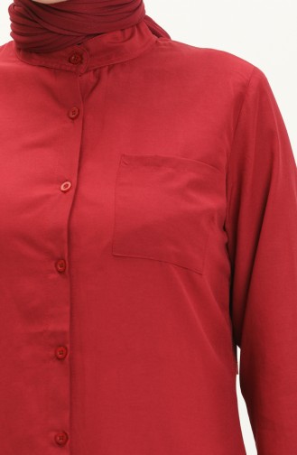 Mandarin Collar Pocket Tunic 2515-08 Claret Red 2515-08