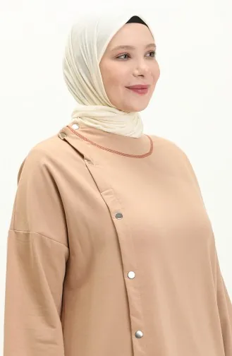 Plus Size Sewing Detailed Tracksuit Set 12008-01 Beige 12008-01
