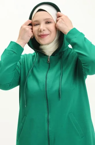 Plus Size Mesh Detailed Tracksuit Set 12010-04 Green 12010-04