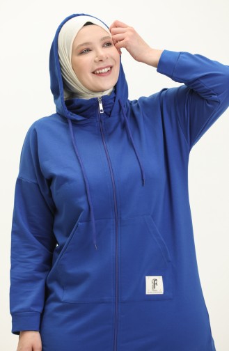 Plus Size Hooded Tracksuit  Set 12017-01 Saxe 12017-01
