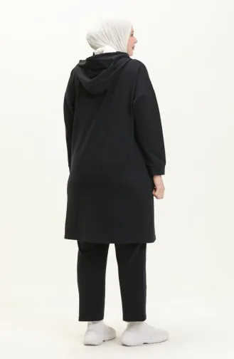 بدلة رياضية بقبعة ومقاسات كبيرة 12017-03 لون كحلي 12017-03