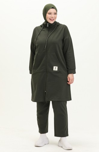 Ensemble de Survêtement à Capuche Grande Taille 12017-04 Khaki 12017-04