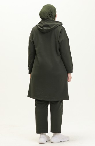 Ensemble de Survêtement à Capuche Grande Taille 12017-04 Khaki 12017-04