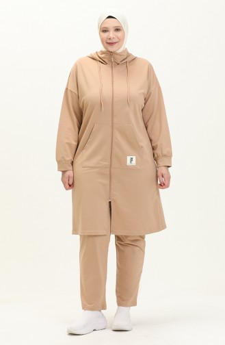 Ensemble de Survêtement à Capuche Grande Taille 12017-05 Beige 12017-05