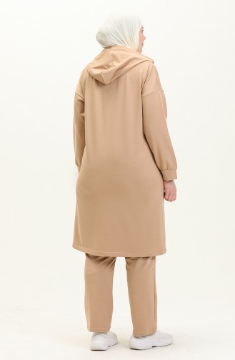 Ensemble de Survêtement à Capuche Grande Taille 12017-05 Beige 12017-05