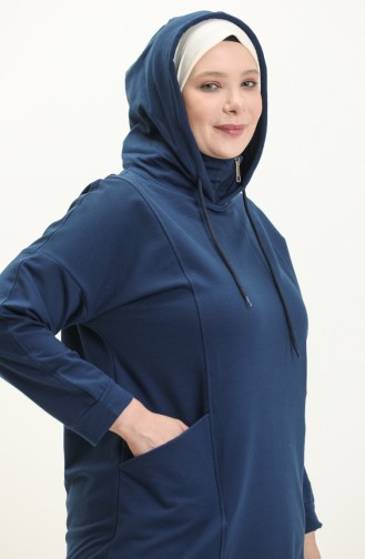 Plus Size Turtleneck Tracksuit Set 12019-04 Indigo 12019-04