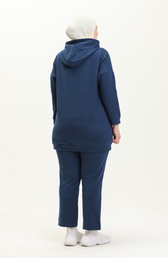 Plus Size Turtleneck Tracksuit Set 12019-04 Indigo 12019-04