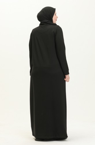 Plus Size Ruffle Detailed Sports Abaya 11047-01 Black 11047-01