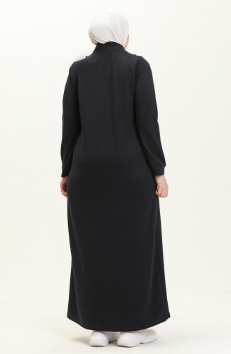 Übergröße Rüschen detaillierte Sport Abaya 11047-02 Marineblau 11047-02