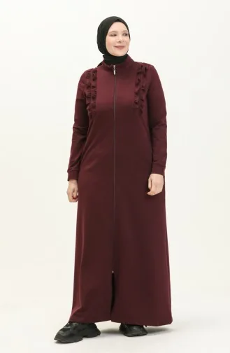 عباية رياضية بتصميم هدب مقاس كبير  11047-03 برقوقي 11047-03