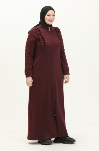 Plus Size Rüschen detaillierte Sport Abaya 11047-03 Lila 11047-03