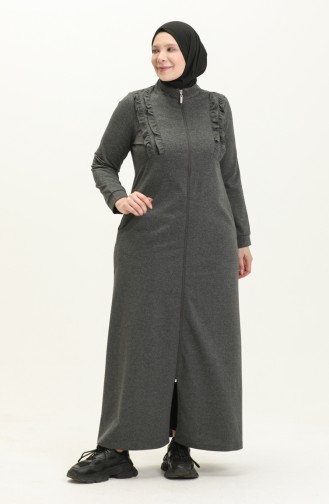 Übergröße Rüschen detaillierte Sport Abaya 11047-05 Anthrazit 11047-05