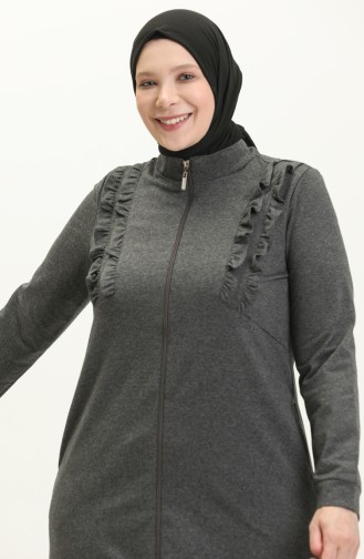 Übergröße Rüschen detaillierte Sport Abaya 11047-05 Anthrazit 11047-05