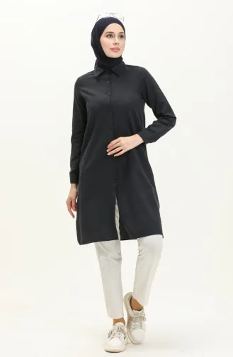 Slit Tunic 2559-03 Navy Blue 2559-03