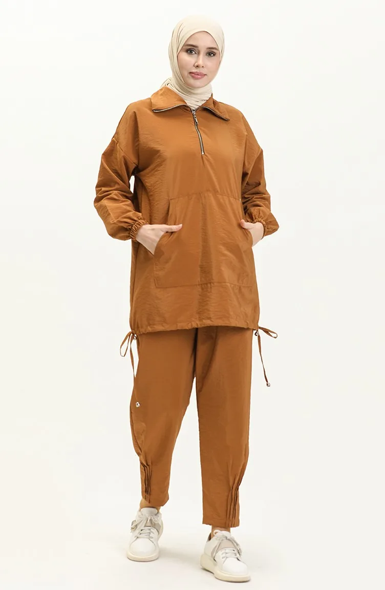 Parachute Fabric Two Piece Suit 24Y8848-05 Tan 24Y8848-05