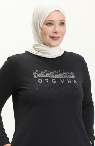 Büyük Beden Taş Baskılı Spor Elbise 11058-01 Lacivert