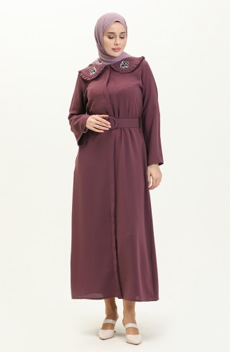 Steinbesetztes Kleid mit Kragen 70011-02 Zwetschge 70011-02