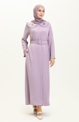 Collar Stone Detailed Dress 70011-05 Lilac 70011-05