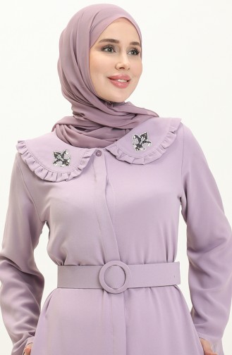 Collar Stone Detailed Dress 70011-05 Lilac 70011-05