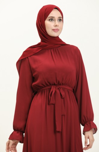 Crinkle Belted Dress 4321-01 Dark Claret Red 4321-01