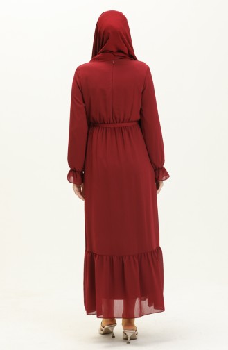 Crinkle Belted Dress 4321-01 Dark Claret Red 4321-01