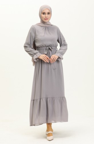 Crinkle Belted Dress 4321-04 Gray 4321-04