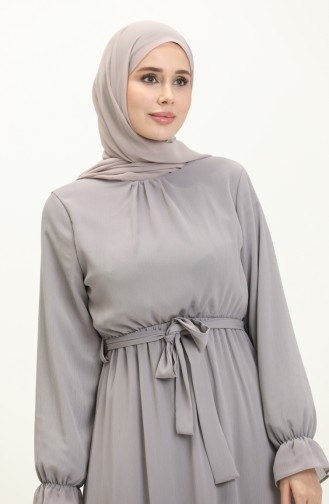 Robe Froissée à Ceinture 4321-04 Gris 4321-04