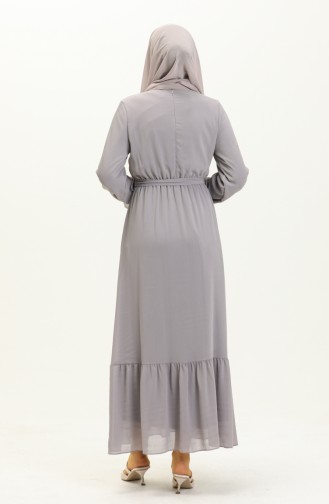 Robe Froissée à Ceinture 4321-04 Gris 4321-04