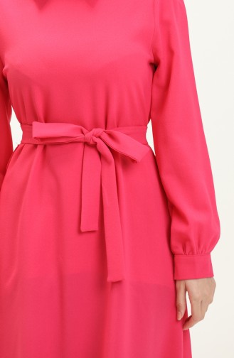 Shirt Collar Belted Dress 4327-03 Fuchsia 4327-03